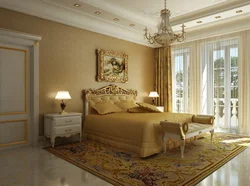 Golden color in the bedroom interior