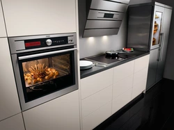 Photo of a modern kitchen with built-in appliances