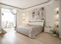 Bedroom design with white bed in modern style