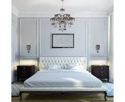 Bedroom design with white bed in modern style