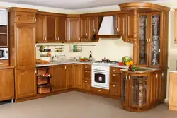 Kitchen made of oak wood photo