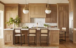 Kitchen made of oak wood photo