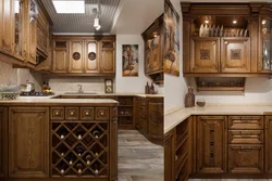 Kitchen Made Of Oak Wood Photo