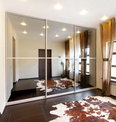Wardrobe with mirror in the living room interior