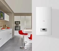 Газовый котел на кухне в интерьере настенный