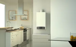 Gas Boiler In The Kitchen In The Interior Wall-Mounted