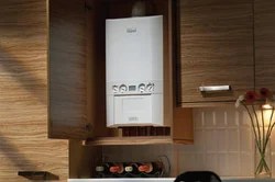 Gas boiler in the kitchen in the interior wall-mounted