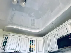 White suspended ceilings in the kitchen photo design