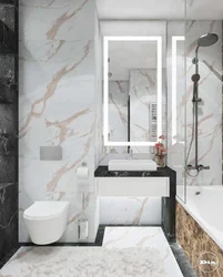 Bathroom design with marble panels