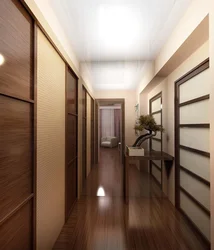 Design of a narrow corridor in an apartment of a panel house photo