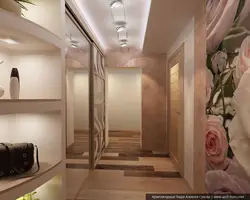 Panel ev fotoşəkilinin bir mənzilində dar bir dəhlizin dizaynı