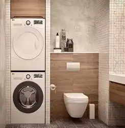 Machine and dryer in bathroom design