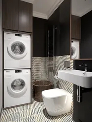 Machine and dryer in bathroom design