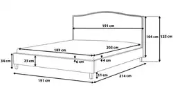 Photo and dimensions of the bed
