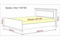 Photo and dimensions of the bed