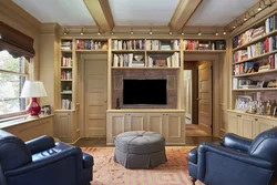 Living room design with bookcase photo