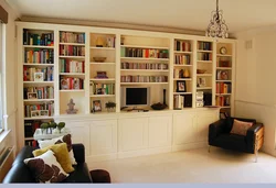 Дизайн гостиной с книжным шкафом фото