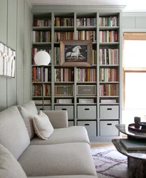 Living room design with bookcase photo