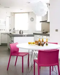 White kitchen interior with bright accents