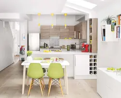 White kitchen interior with bright accents