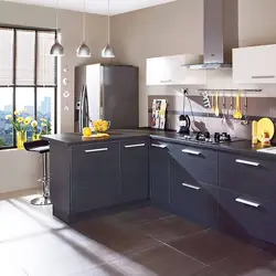 How to combine gray and brown in the kitchen interior