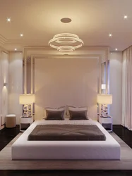 Plasterboard ceilings with lighting for the bedroom photo