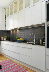 White apron in the kitchen interior design photo