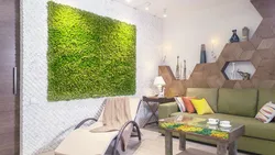 Moss panel in the kitchen interior