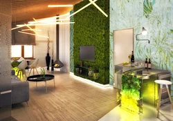 Stabilized moss in the living room interior