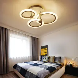 Light design in the bedroom on a suspended ceiling