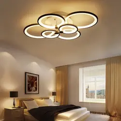 Light design in the bedroom on a suspended ceiling