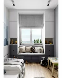 Interior small bedroom with one window photo