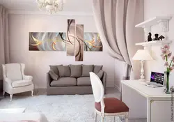 Paintings above the sofa in the living room photos in the interior