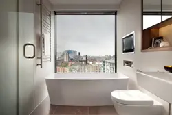 Rectangular bathroom design with window