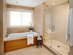Rectangular bathroom design with window