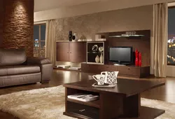 Walnut Color In The Living Room Interior