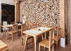 Cutting down wood in the kitchen interior