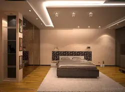 Ceiling design for a bedroom in a modern style from plasterboard photo