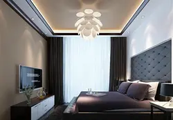 Ceiling design for a bedroom in a modern style from plasterboard photo