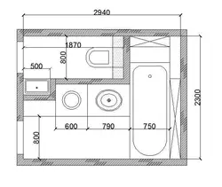 Dimensions of the toilet and bathroom in the apartment photo