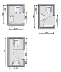 Dimensions of the toilet and bathroom in the apartment photo