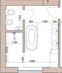 Dimensions of the toilet and bathroom in the apartment photo