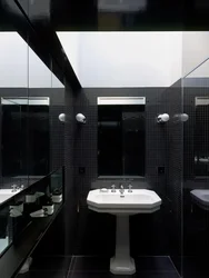 Bathroom design with black ceiling