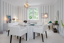 Striped wallpaper in the kitchen interior