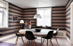 Striped Wallpaper In The Kitchen Interior