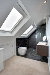 Bathroom Design In The Attic With A Sloping Ceiling