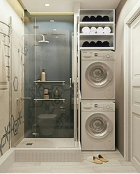 Bathroom design with dryer and washing machine photo