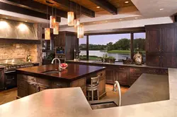 Kitchen With Island In A Country House Design Photo