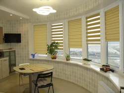 Blinds on plastic windows for the kitchen day night photo