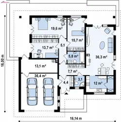 One-story house with three bedrooms and a terrace and garage photo